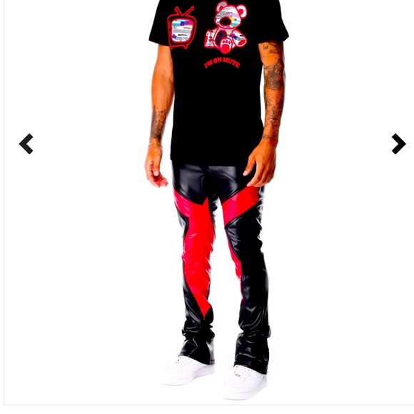 NWT!!! Mens fashion faux leather stacked color block jean; Sz 34W - Picture 1 of 7